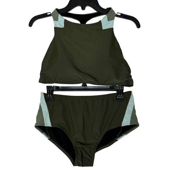 Swimsuits for All Women 2 PC Swim Set Green Athletic Bikini Top 8, Bottom 6 NEW - Picture 1 of 6